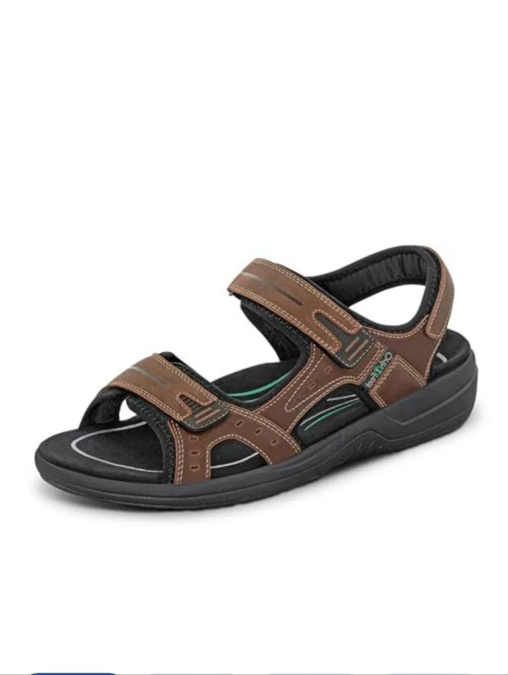 Orthofeet Gemini Men's Orthopedic Leather Sandals Brown Size 8 Wide (2E)